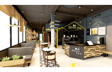 Thiết kế 3D quán trà sữa DingTea Đà Nẵng