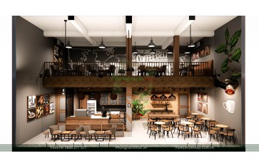 Thiết kế quán cafe Nguyên Bảo - Phong cách Vintage với không gian mở