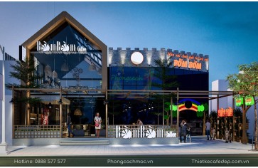 Thiết kế quán cafe nhà thép phong cách Industrial - Bờm Bờm Coffee