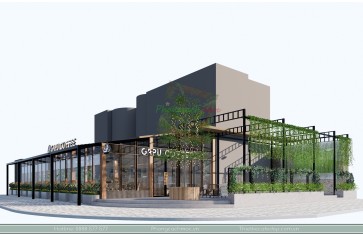 Thiết kế quán cafe 2 mặt tiền Gapu - Đồng Xoài