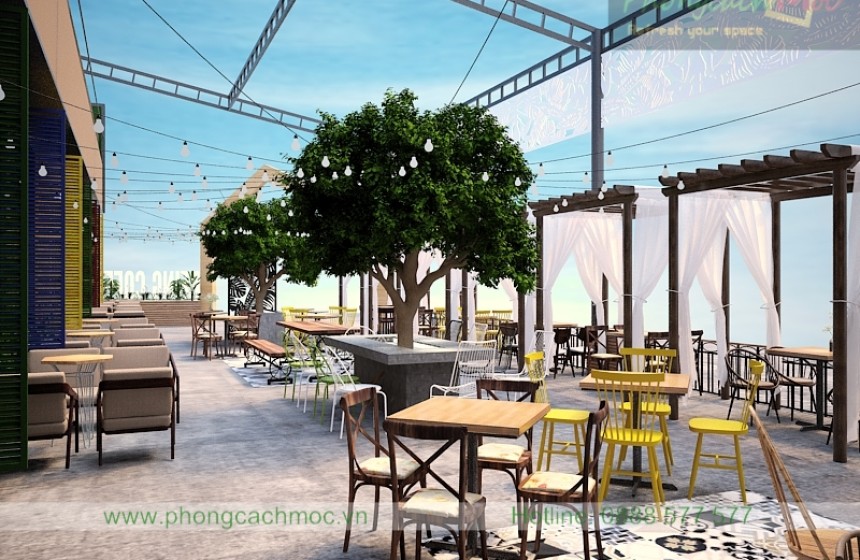 Thiết kế kết hợp thi công nội thất quán cafe giúp Phong Cách Mộc tạo được ấn tượng tốt