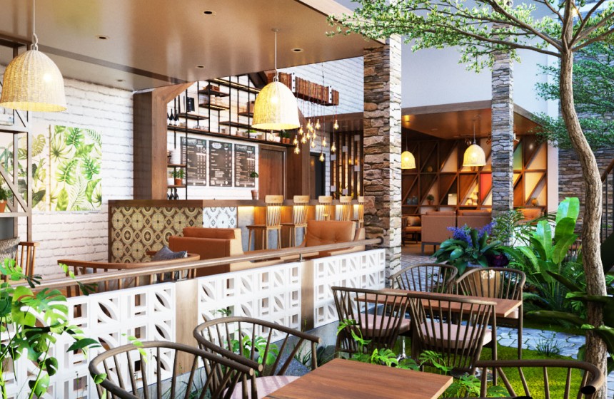 Thiết Kế Quán Cafe Sân Vườn - Không Gian Xanh Đẹp