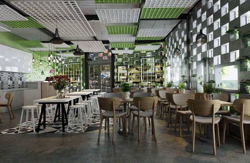 Mẫu thiết kế nội thất quán Cafe Xanh