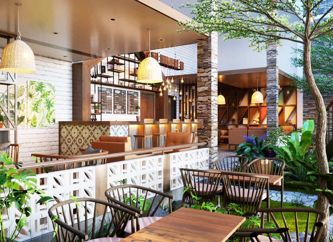 Thiết Kế Quán Cafe Sân Vườn - Không Gian Xanh Đẹp