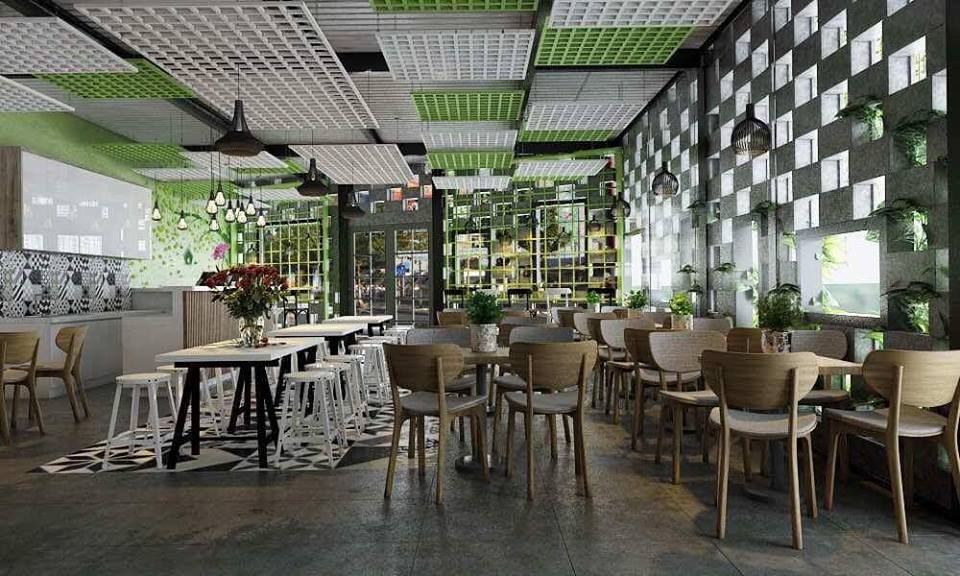Mẫu thiết kế nội thất quán Cafe Xanh