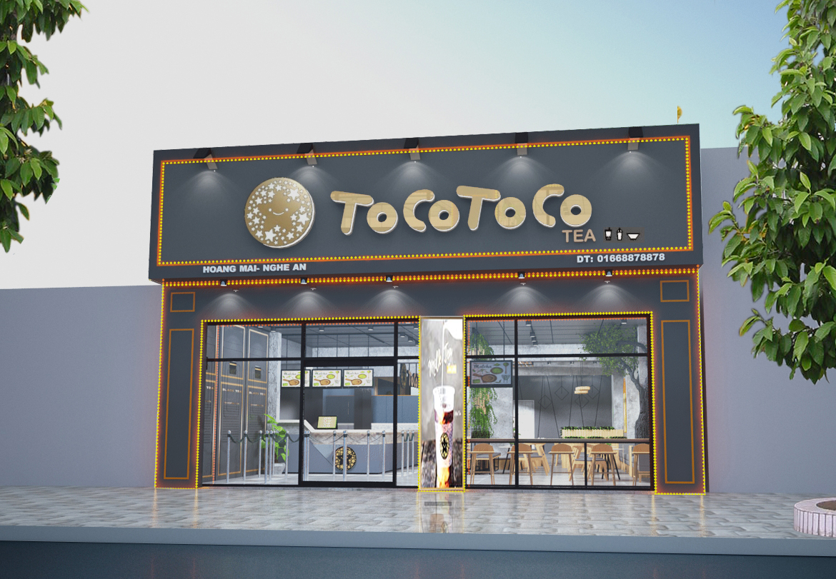 Mẫu Thiết Kế Quán Trà Sữa Tocotoco - Nghệ An