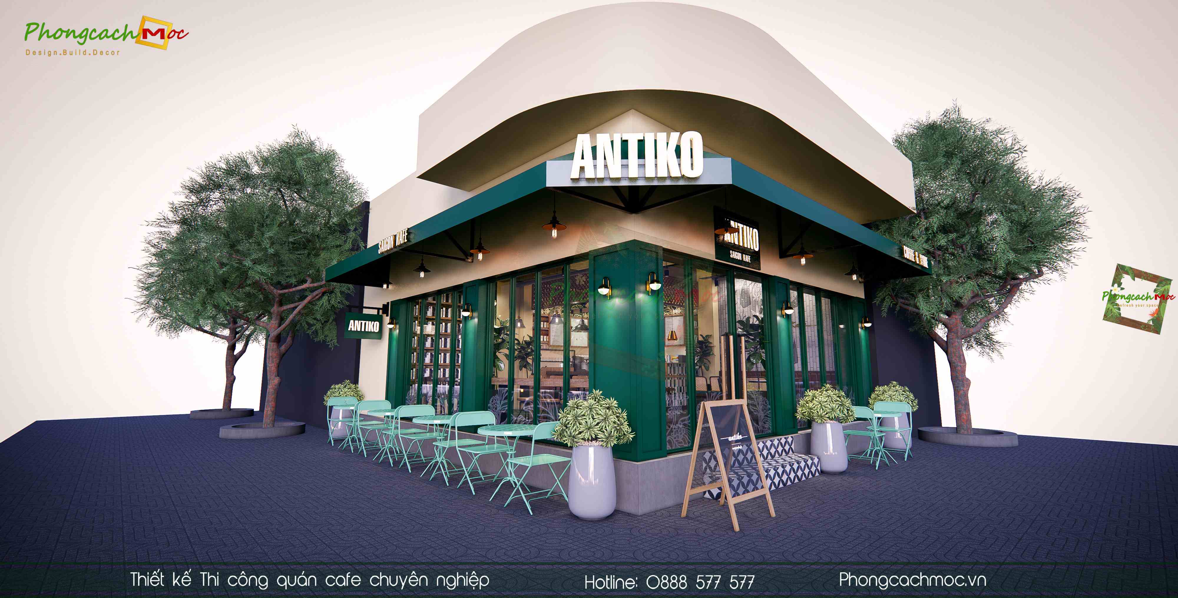 Antiko Saigon Kafe - Mẫu thiết kế quán cafe góc phố siêu đẹp