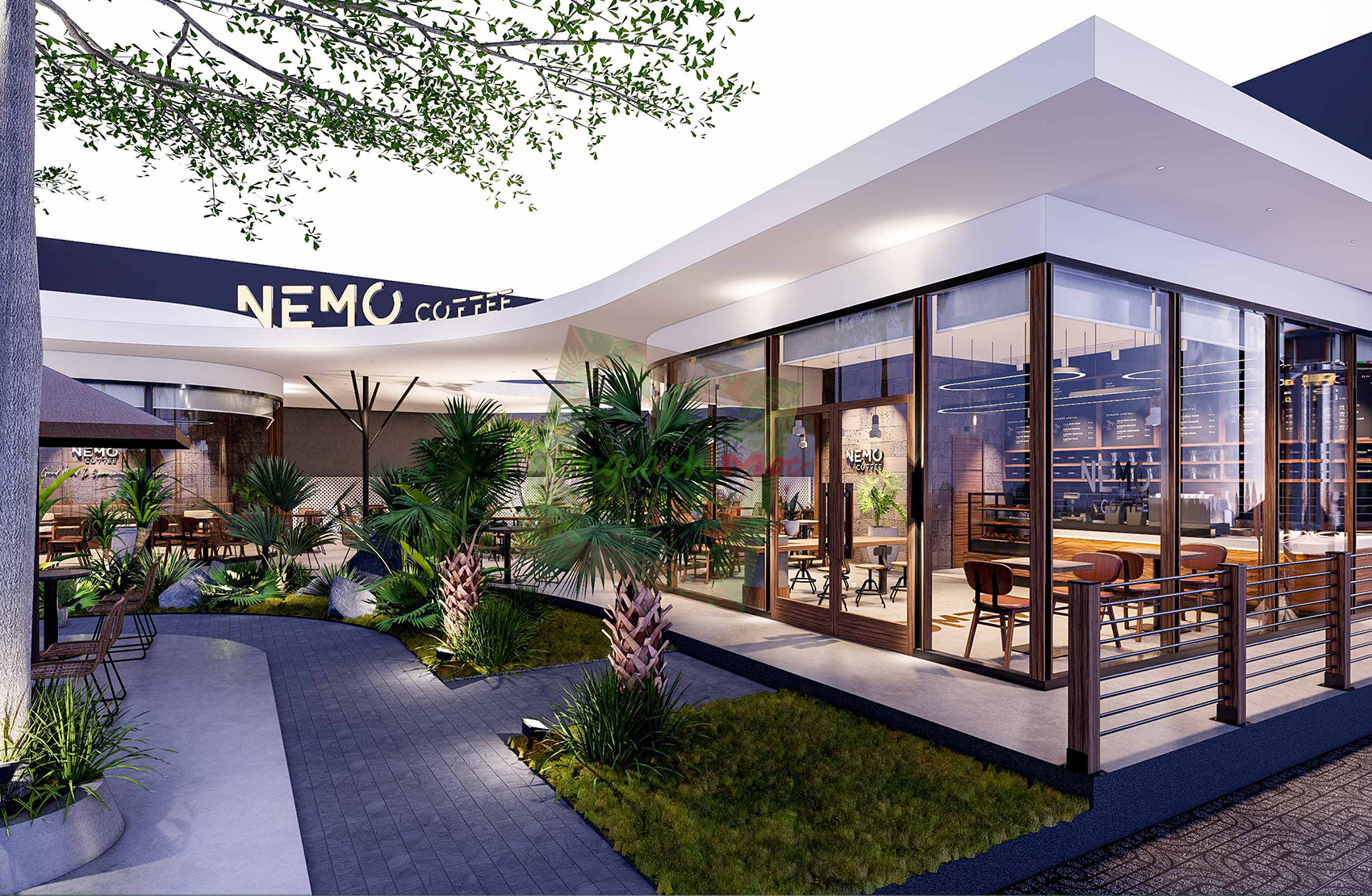 Thiết kế quán cafe tropical garden 400m2 - Nemo Coffee Bình Dương