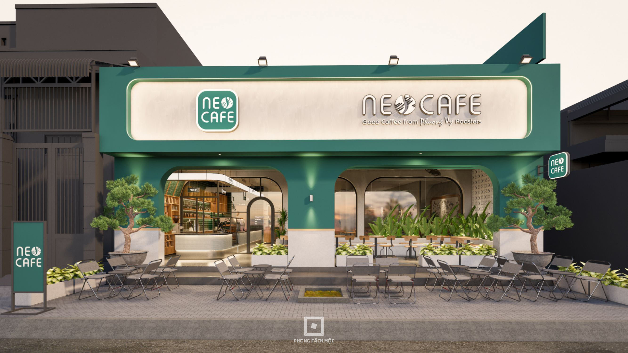 Nét Trong Trẻo Của Thiết Kế Quán Cafe Neo Coffee - Khi Mặt Tiền Lớn Được Tận Dụng Triệt Để