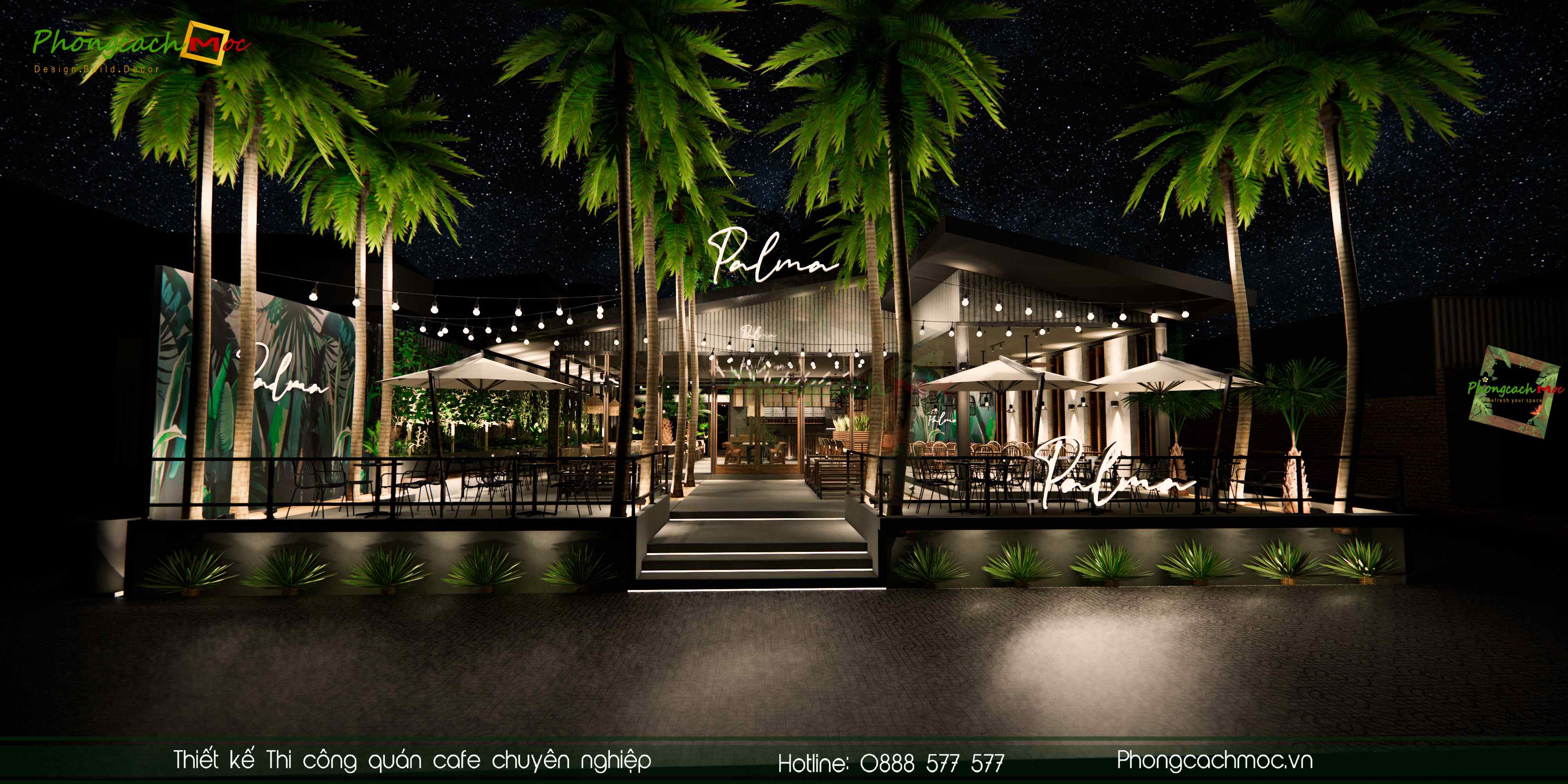 Thiết kế quán cafe hiện đại Palma The Garden Cafe