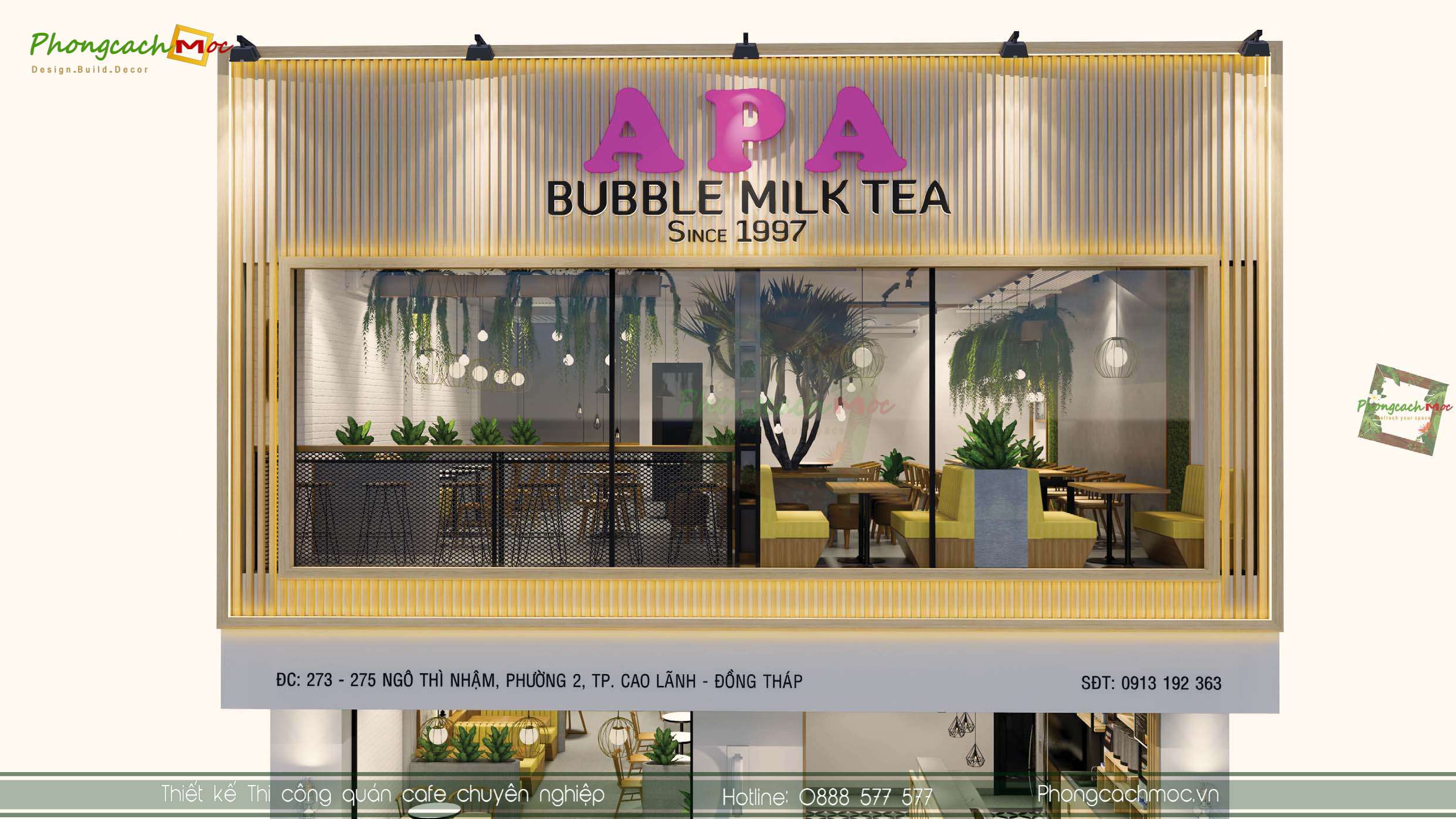 Thiết kế quán trà sữa APA Bubble Milk Tea - Đồng Tháp