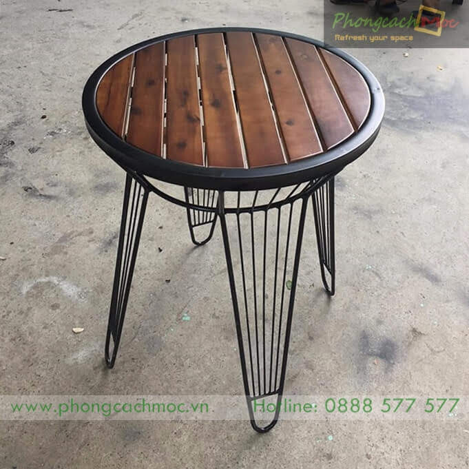 Bàn Cafe gỗ khung sắt ngoài trời MN221