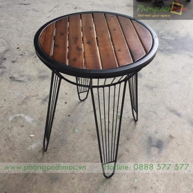 Bàn Cafe gỗ khung sắt ngoài trời MN221